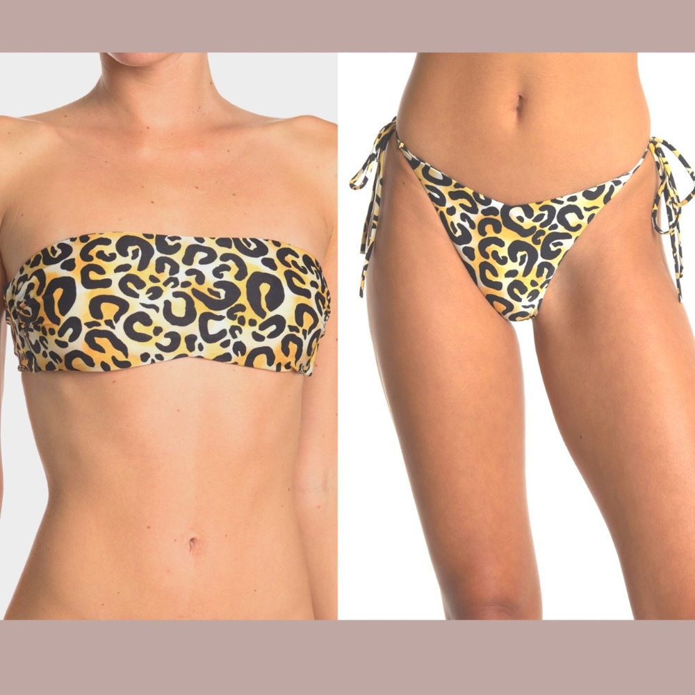 NWT Bond Eye Animal Bandeau Top ( XS ) + Side Tie Bikini Bottom ( S )